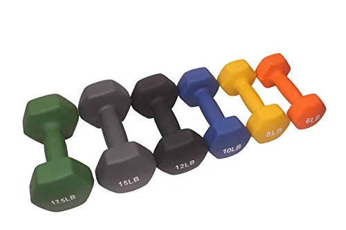 POWERT HEX Neoprene Dumbbell |Coated Colorful Hand Weights in Pair