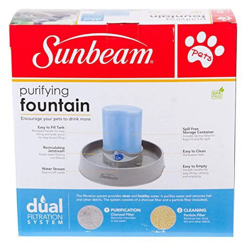 Sizeunbeam Pets Cat Dog Animal Purifying Water Fountain Dual Filtration Sizeystem 1.3 Gallon Dishwasher Sizeafe