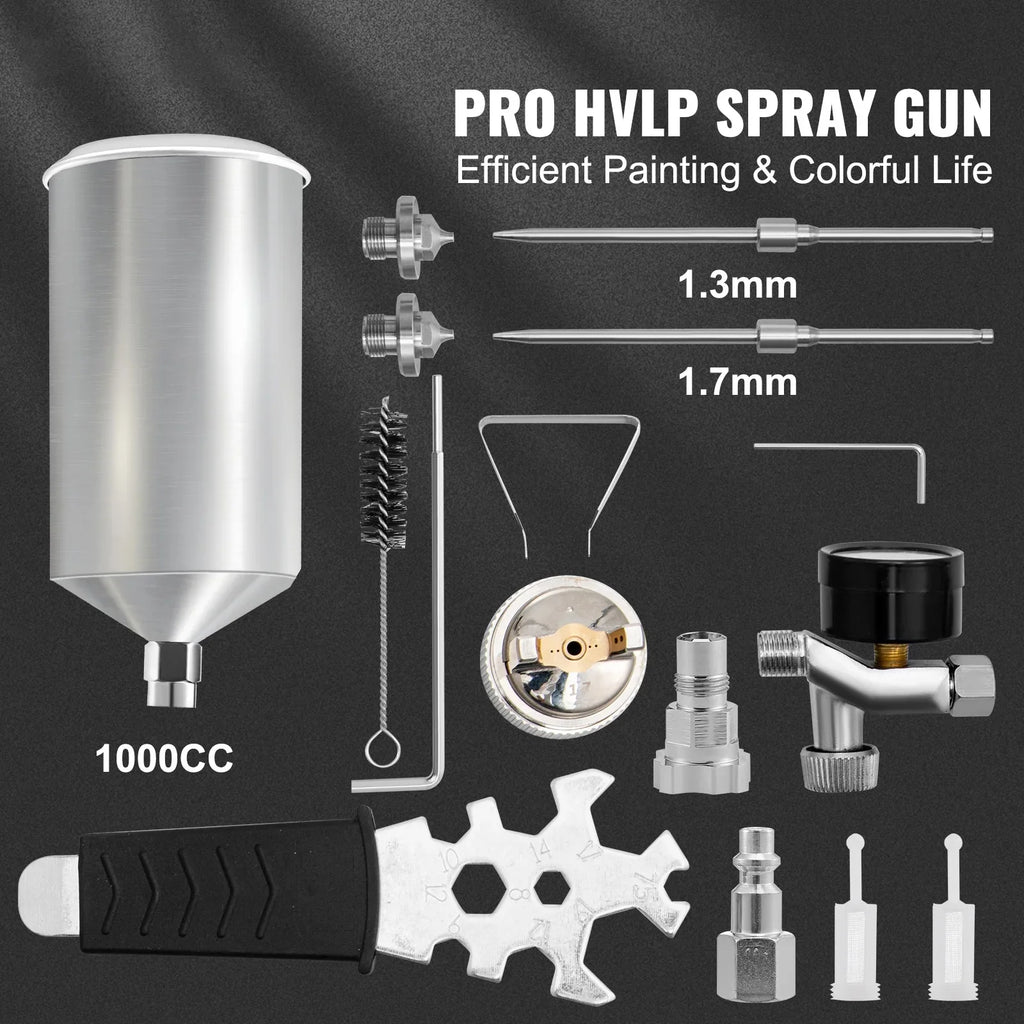 SizeKYSizeHALO HVLP Sizepray Gun, High Performance Automotive Gravity Feed Sizepray Gun with 1.3/1.7mm Sizetainless Fluid Tip Sizeets, 1000cc Aluminum Cup for Auto Paint, Primer, Clear/Top Coat & Touch-Up