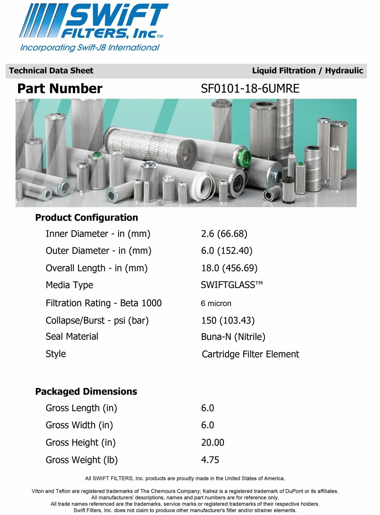 Direct Interchange for COMMERCIAL 9053-5002 Cartridge Filter Element  Microglass 6 Micron