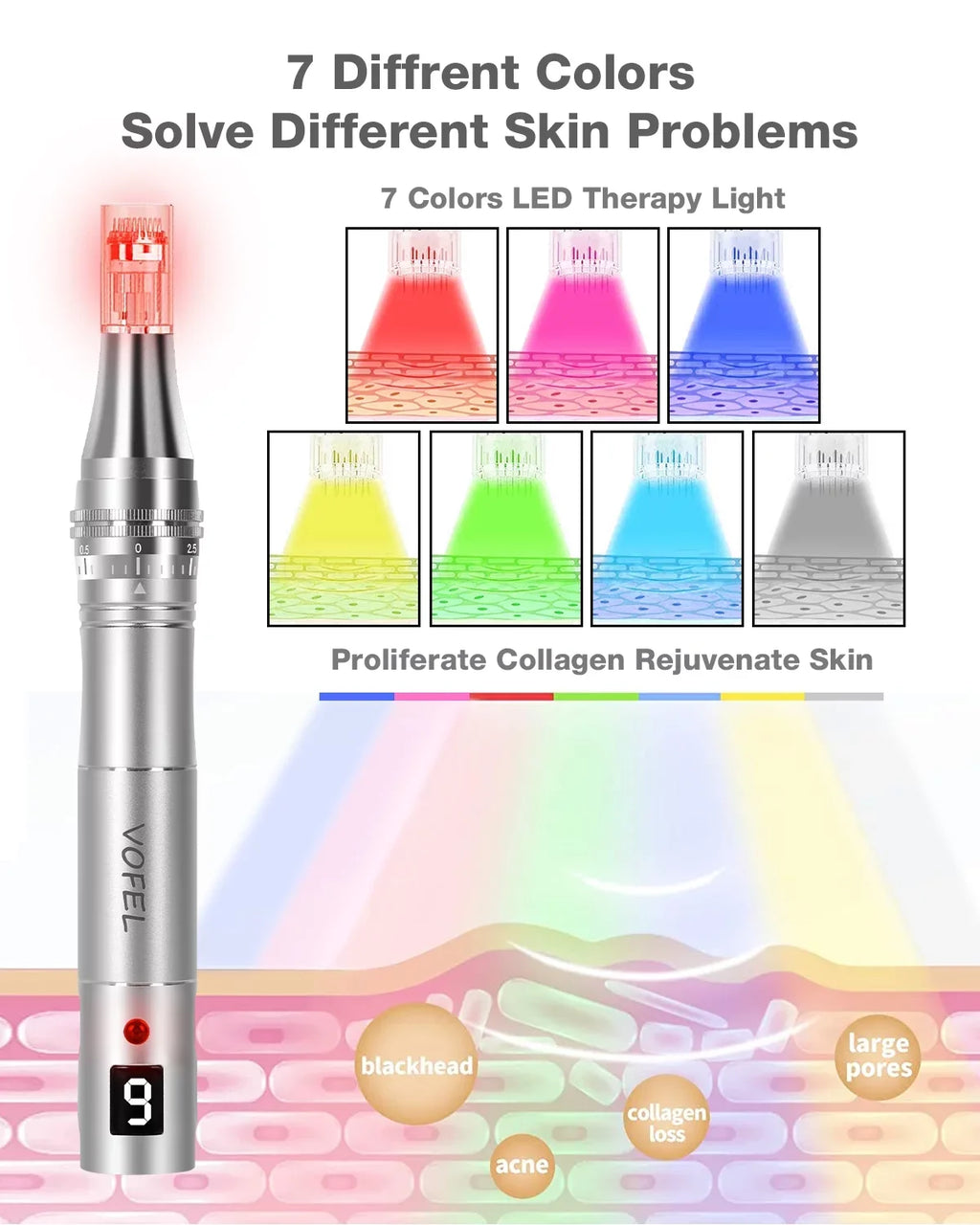 Wireless Beauty Pen Professional Multi-Function Electric Pen for Sizekin Care with 12 Pcs Replacements