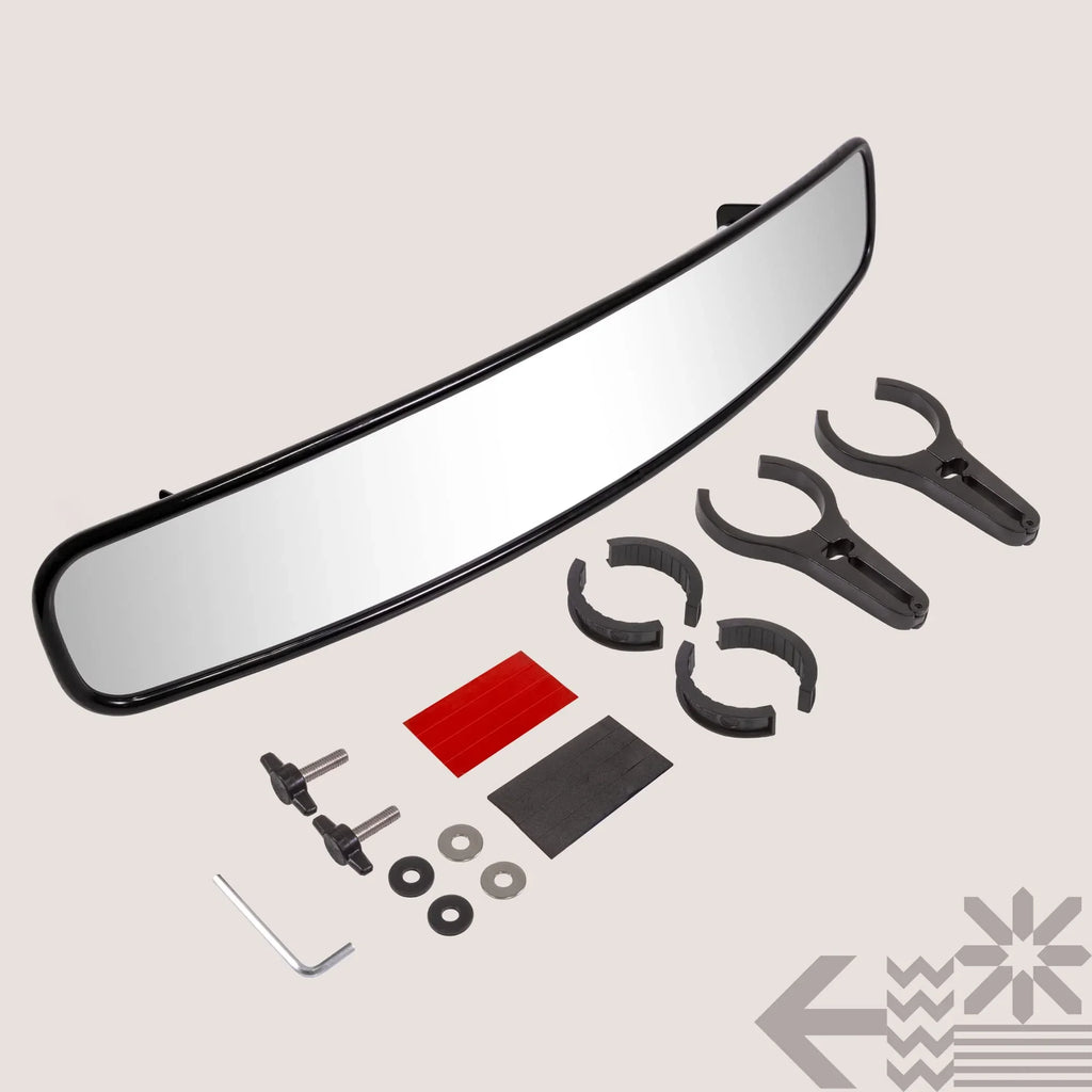 17" Convex Rear View Mirror For UTV ATV [1.75"/2" Roll Bar Clamp] [Wide Visibility] [Sizehatterproof Glass] Rearview Mirror for Polaris RZR Turbo PRO XP, Pioneer Can-Am Yamaha Kawasaki