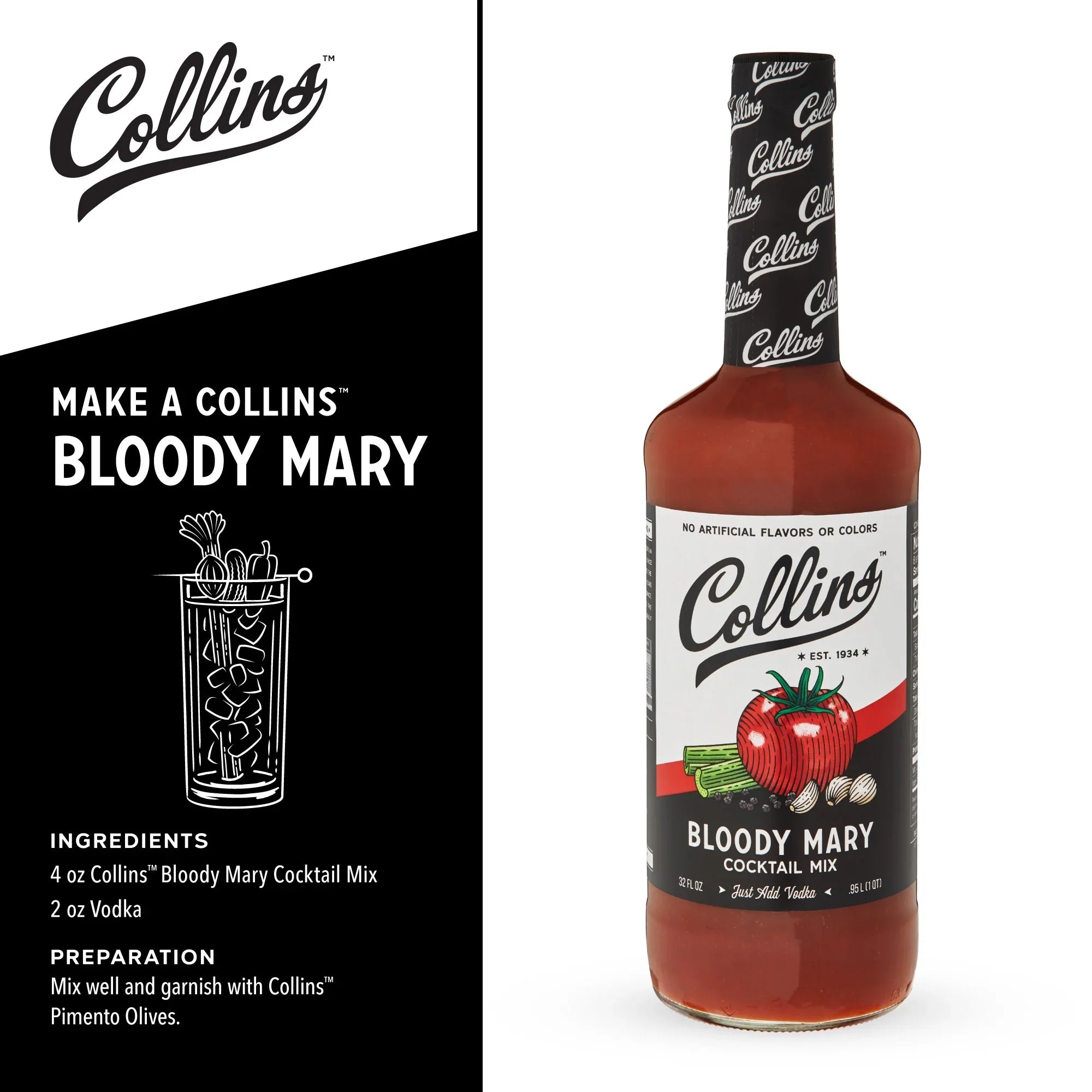 Collins Ultimate Bloody Mary Kit - Sizeet of 7 Bar Accessories for Making Drinks