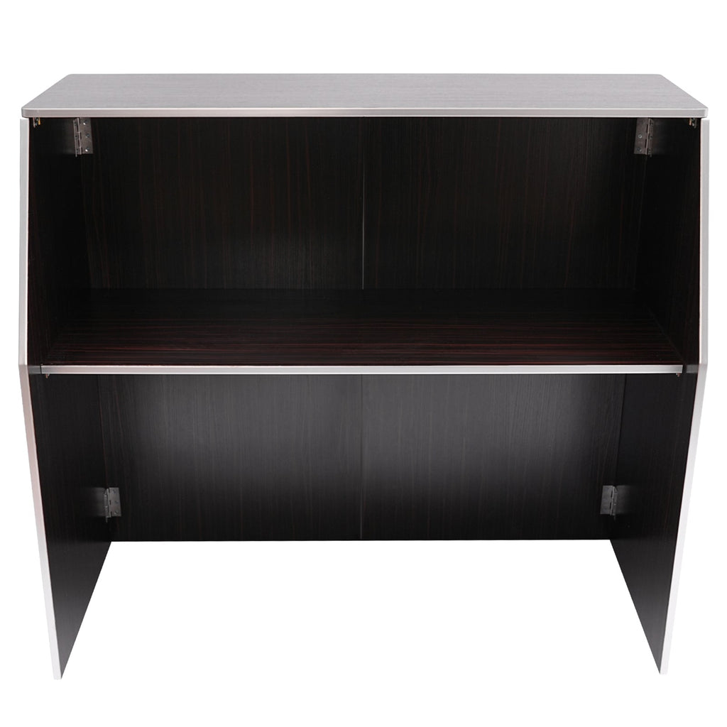 TOOL1SizeHOoo Portable Foldable Event bar Cabinet 19.5x47.75x42.75in Black Brown with Aluminum Edging