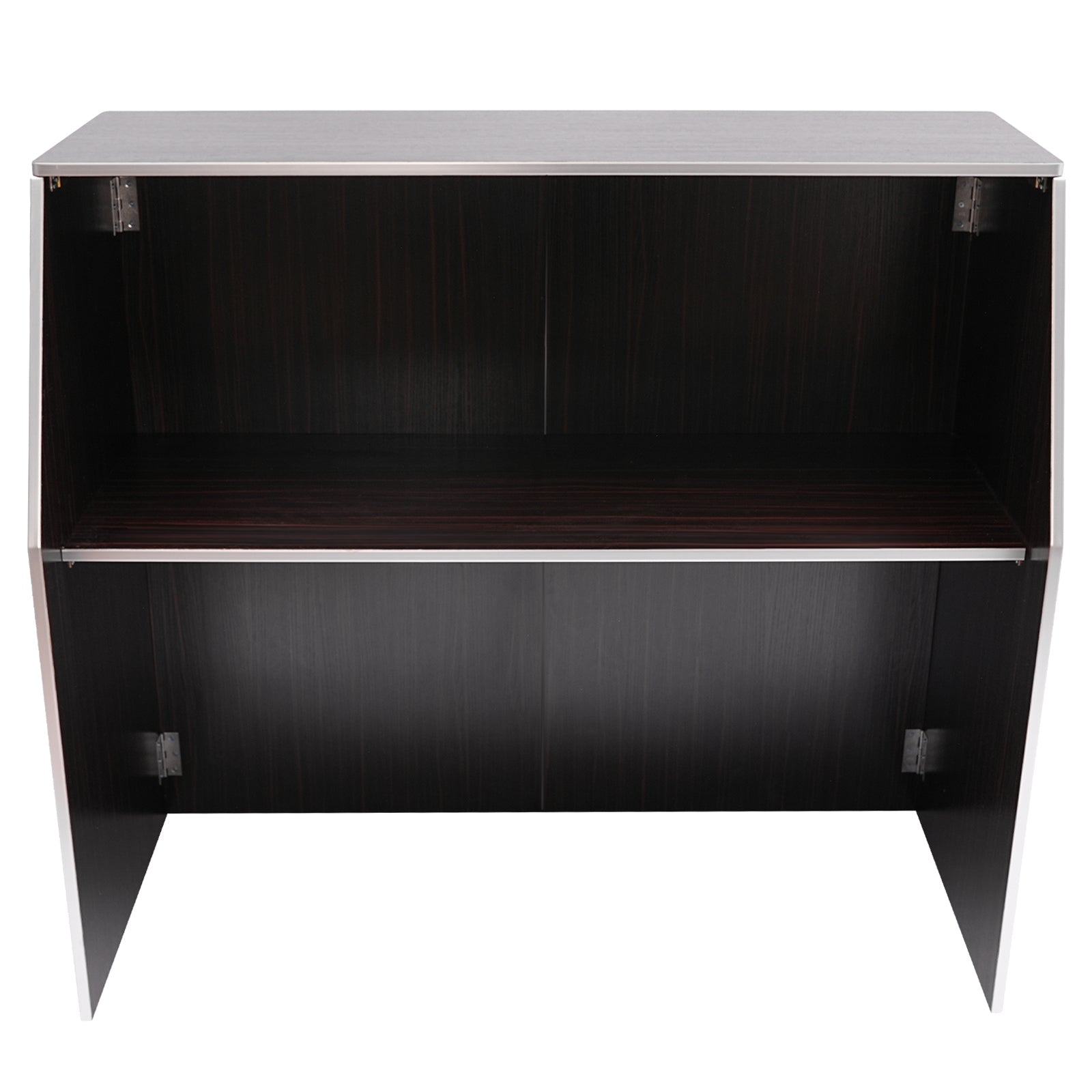 TOOL1SizeHOoo Portable Foldable Event bar Cabinet 19.5x47.75x42.75in Black Brown with Aluminum Edging