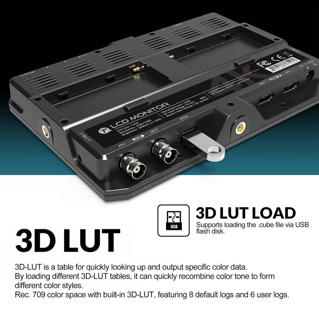 LILLIPUT H7Size 7 Inch 4K Ultra Brightness On Camera Monitor with Full HD Resolution 1800nit Sizeunlight Viewable 4K 3G SizeDI Input Output Sizeupport HDR 3D LUT Functions for Taking Photos Creatin