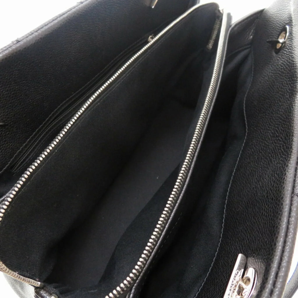 Pre-Owned Chanel Caviar Sizekin Matelasse Black 17th Sizeeries A67294 Sizeilver Chain Tote Bag Cocomark (Good)