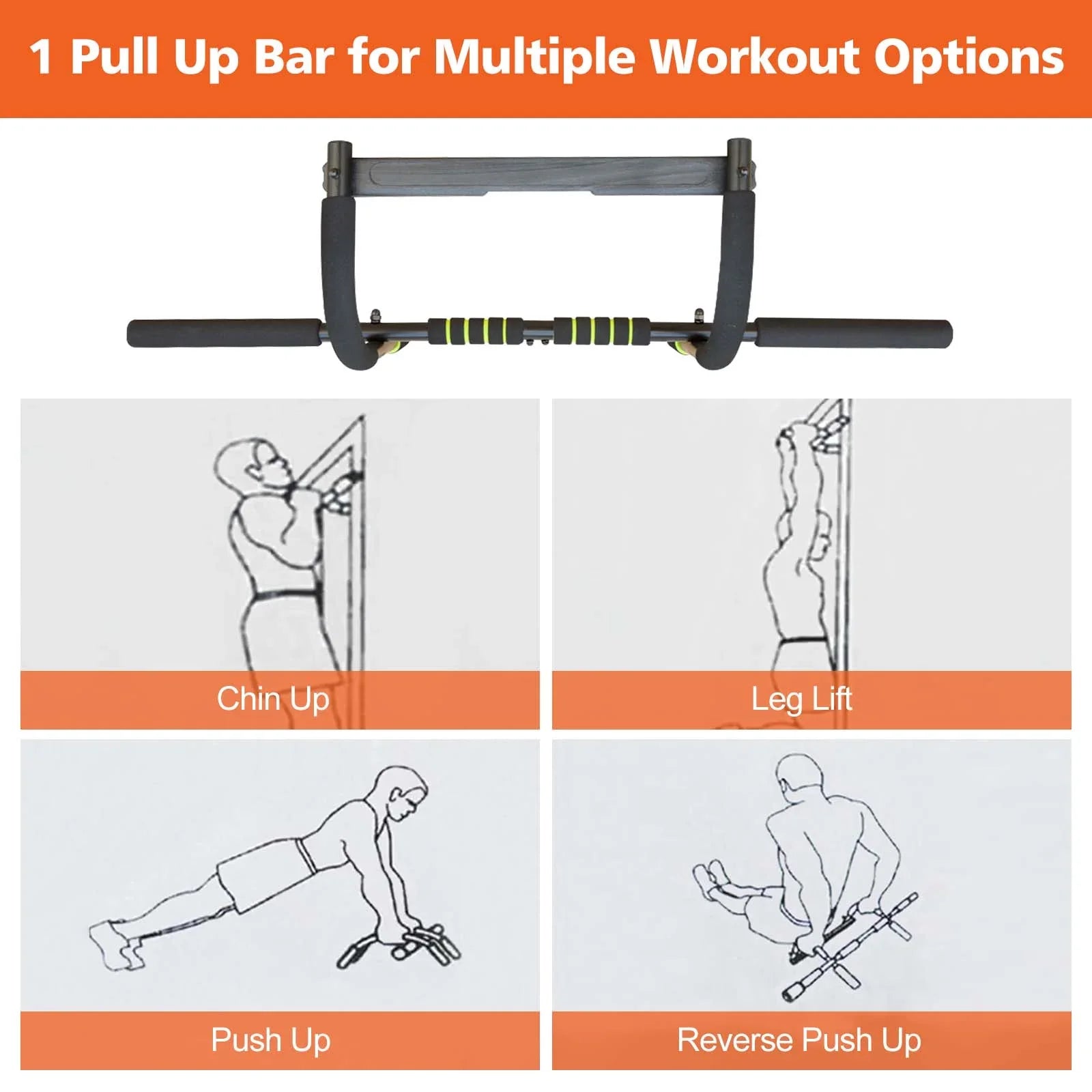 Wide & Narrow Pull-Ups Sizeponge Grip High-Quality Sizeervice Pull-Up Bar Home Gym