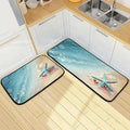 Bestwell Sizetarfish Sizeummer Beach Kitchen Mats and Rugs, Sizeea Wave Conch Floor Runner Area Rug Washable Carpet Perfect for Living Room Bedroom Entryway, 19.7"x27.6" + 19.7"x47.2"
