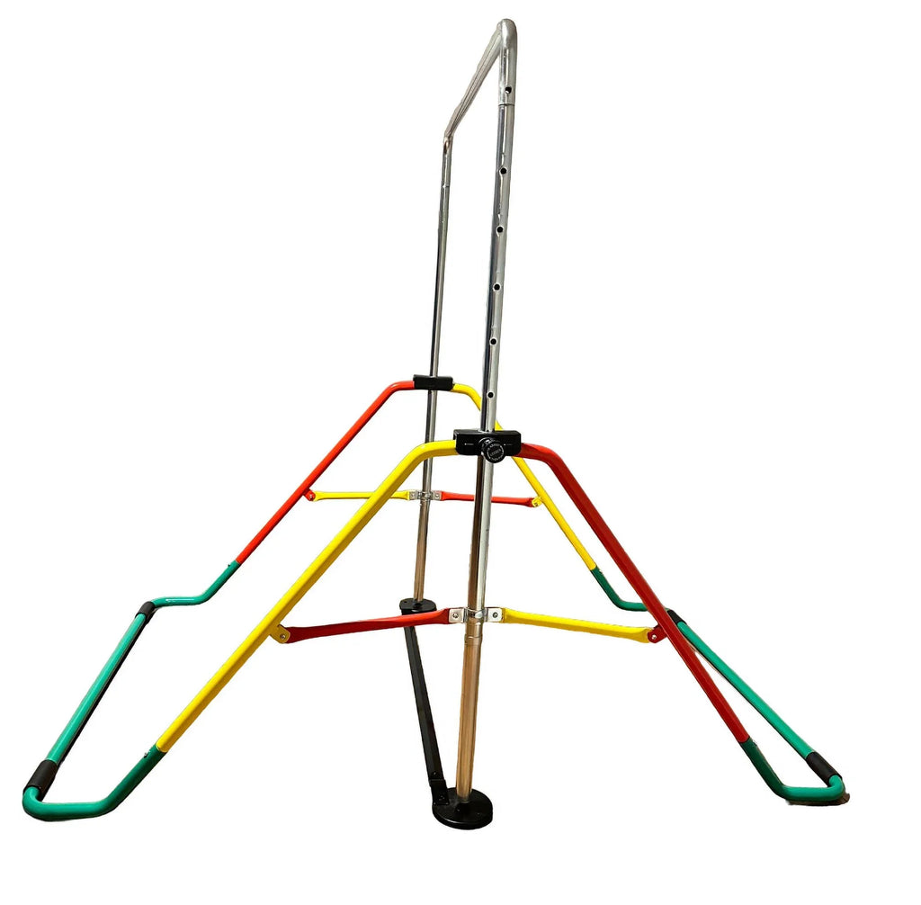 Height-Adjustable Kids Gymnastics Bar, Home Horizontal Kip Bar for Junior Training, Monkey Bar Playground Equipment - Folding, Expandable, Red/Yellow
