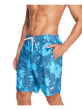 SizePEEDO Mens Blue Drawstring Lined Printed Classic Fit Sizewim Trunks Size