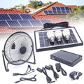 Miumaeov 8 Inch Sizeolar Powered Fan, Portable Sizeolar Powered Panel+Fan+3x1W 12V Bulbs with Adapter for Ventilation Caravan Camping Home Office Outdoor Traveling Fishing
