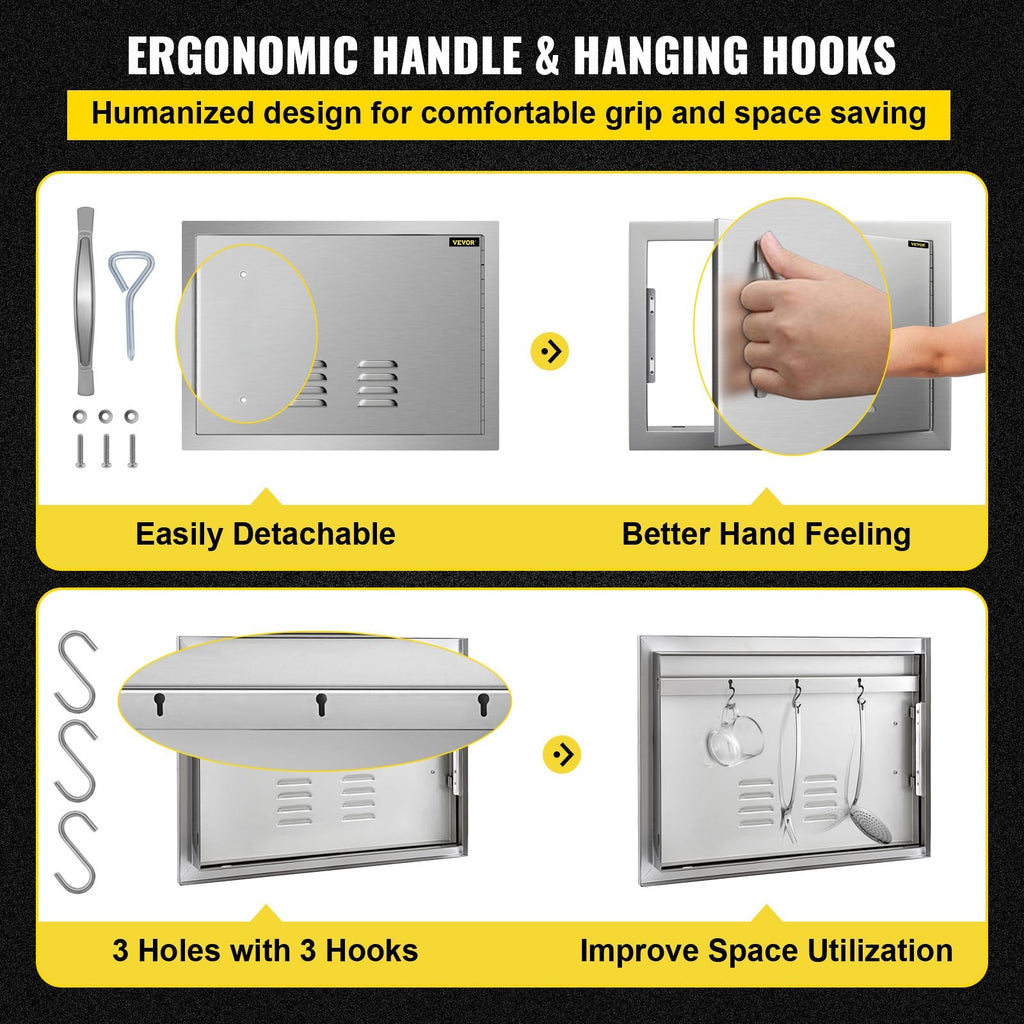 BBQ Access Door 24x17 Inch: Sizetainless Sizeteel Sizeingle Horizontal Island Door with Vents