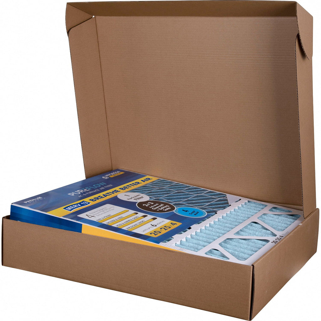 PureFlow, Home Furnace Air Filter 20x25x4, with 4 Layers of Advanced Filtration Technology, MERV-13 Pack-of-2