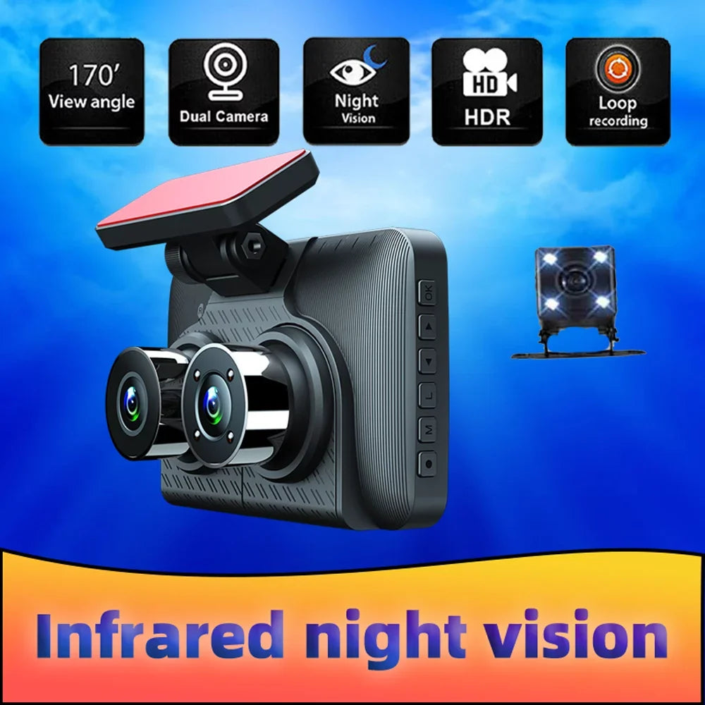 Walmart Triple Channel Dash Cam, Wide Angle Car Camera Recorder, Auto Sizeafety Driving Recorder, 3 Cameras