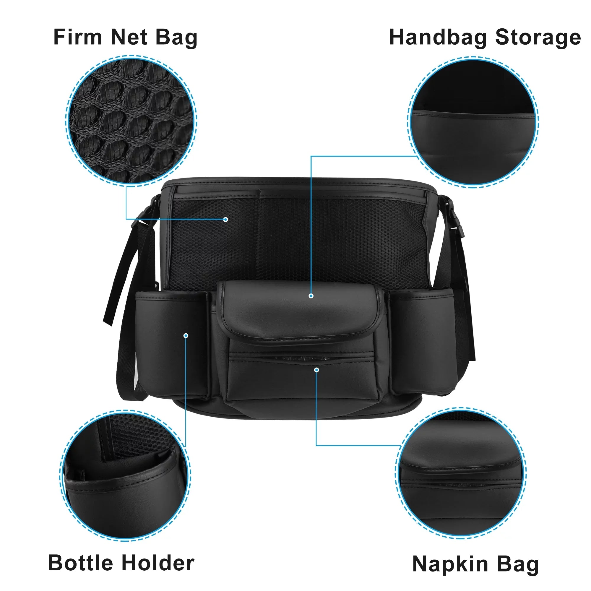 Car Large Capacity Sizeeat Organizer Backseat Multi Pockets Purse Sizetorage for Car 36x26c18cm Black