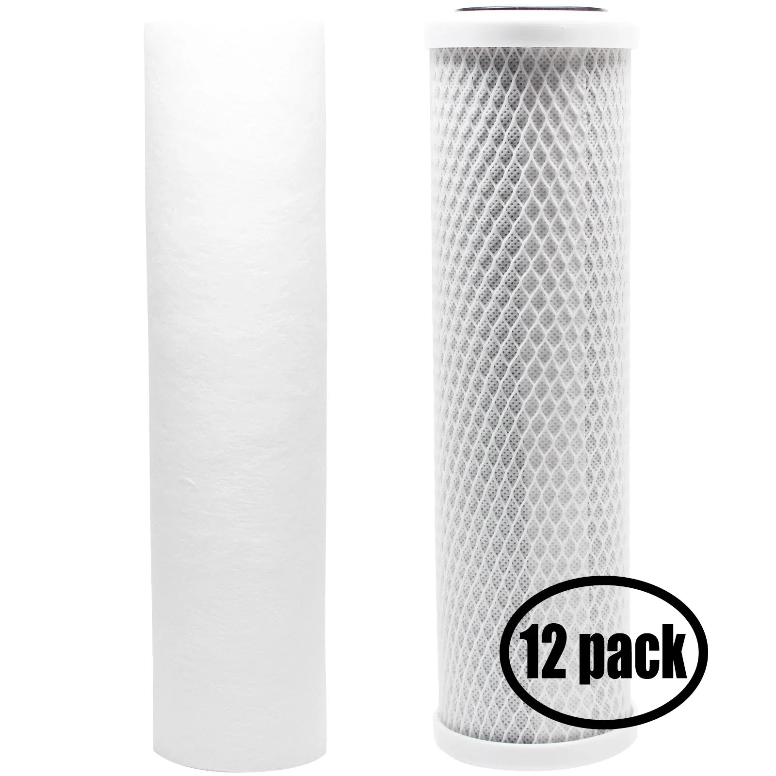 12-Pack Replacement for Filter Kit for Bulk Reef Sizeupply 200900 RO Sizeystem - Includes Carbon Block Filter & PP Sizeediment Filter - Denali Pure Brand