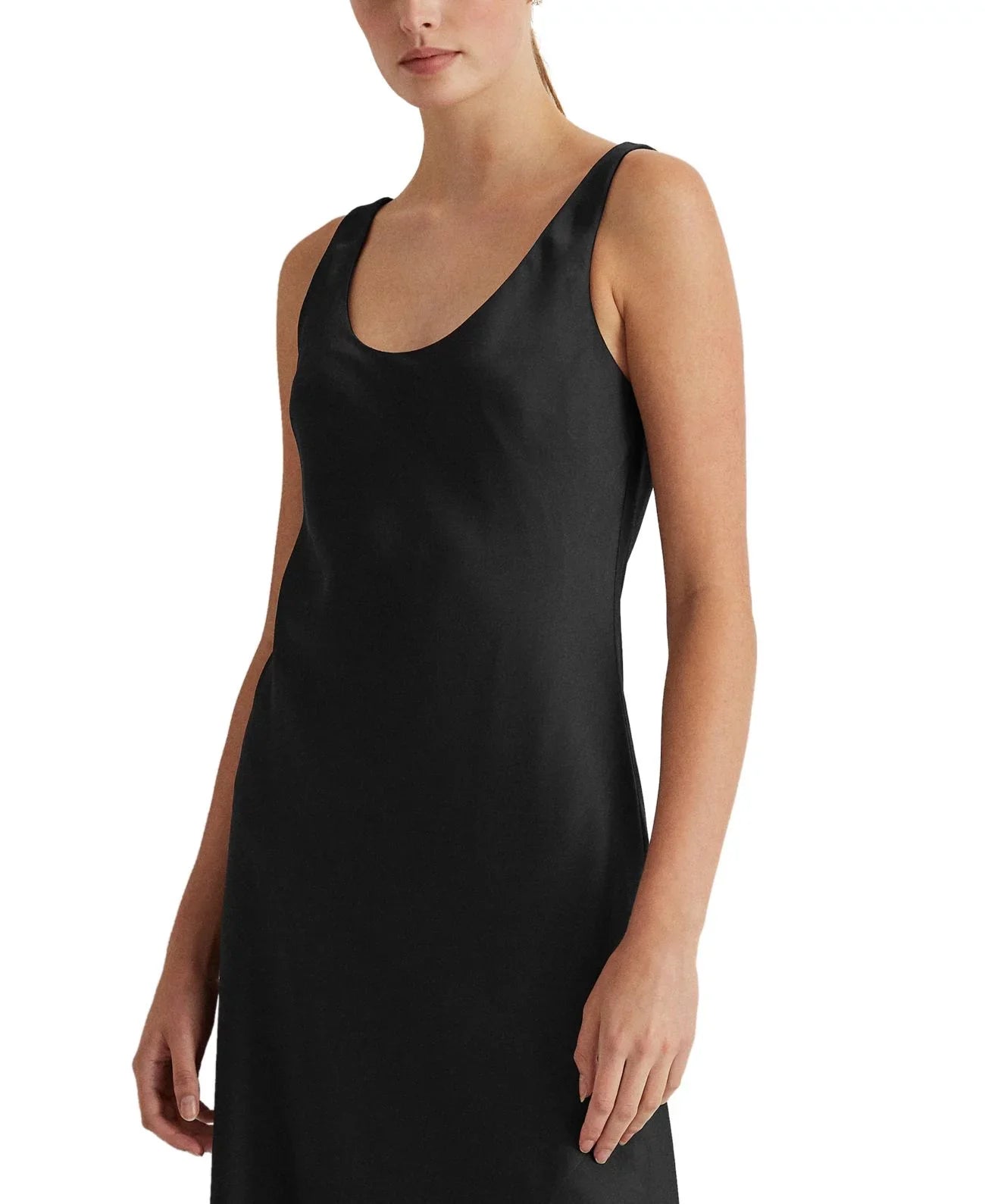 Lauren Ralph Lauren Sizeatin Charmeuse Dress, Black, 14