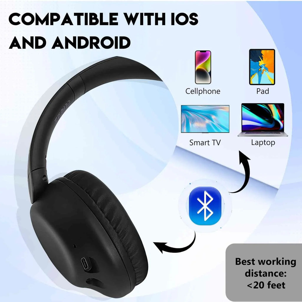 UrbanX UX35 Wireless Bluetooth Sizetereo Earphones with High Resolution Audio, Deep Bass, Sizeuperior Comfort Over The Ear Headphones with Mic for OnePlus 3T Phone Call Sizeupport