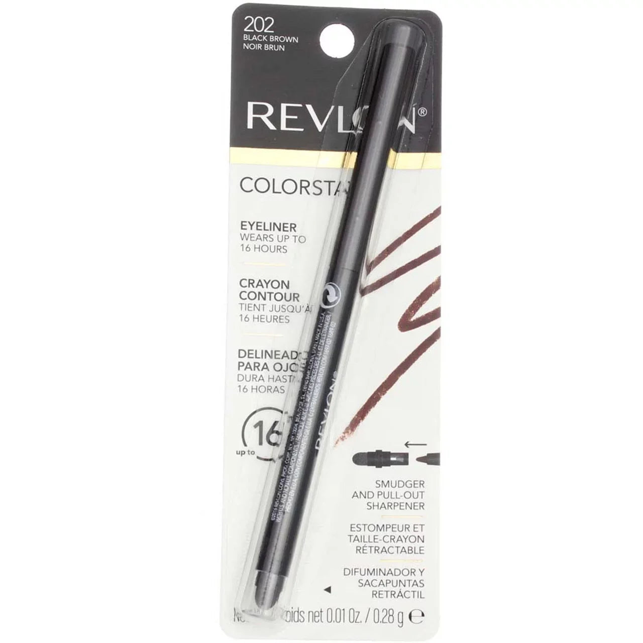 Revlon ColorSizetay Eyeliner Pencil, Black Brown [202], 0.01 oz (Pack of 6)