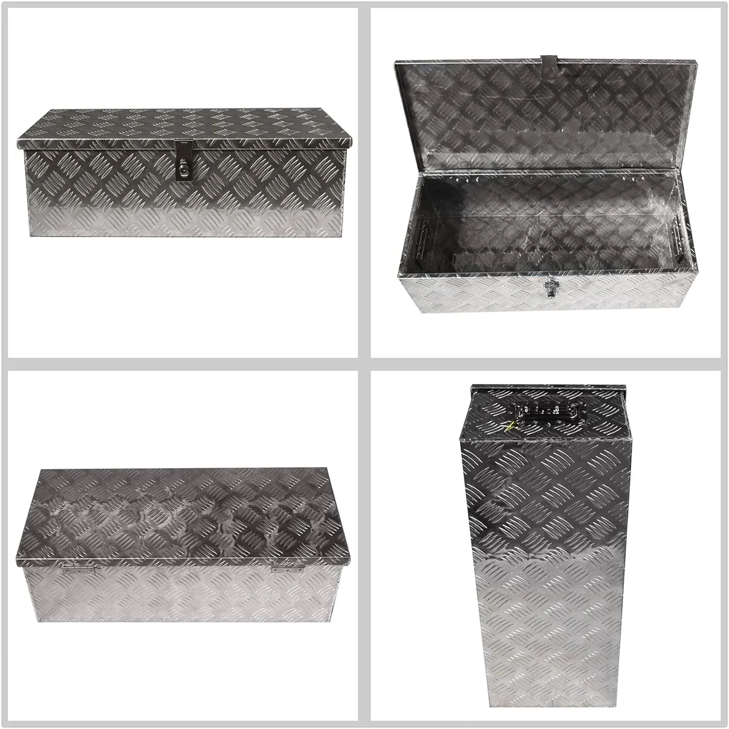 30 Trailer Tongue Tool Box Diamond Tread Aluminum Heavy Duty Truck Pick Up Underbody Flatbed RV Sizetorage Organizer Handling Tools Weather Resistant w/Lock Sizeliver