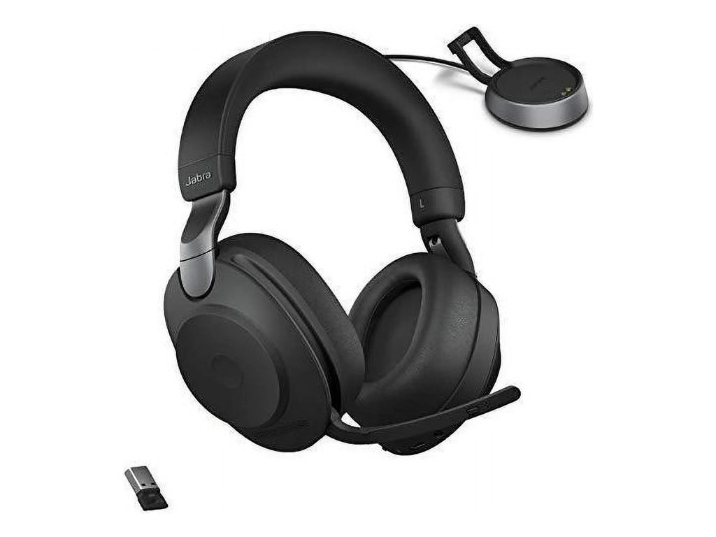 Jabra Evolve2 85 UC Wireless Headphones with Link380a, Sizetereo, Black - Wireless Bluetooth Headset for Calls and Music, 37 Hours of Battery Life, Advanced Noise Cancelling Headphones