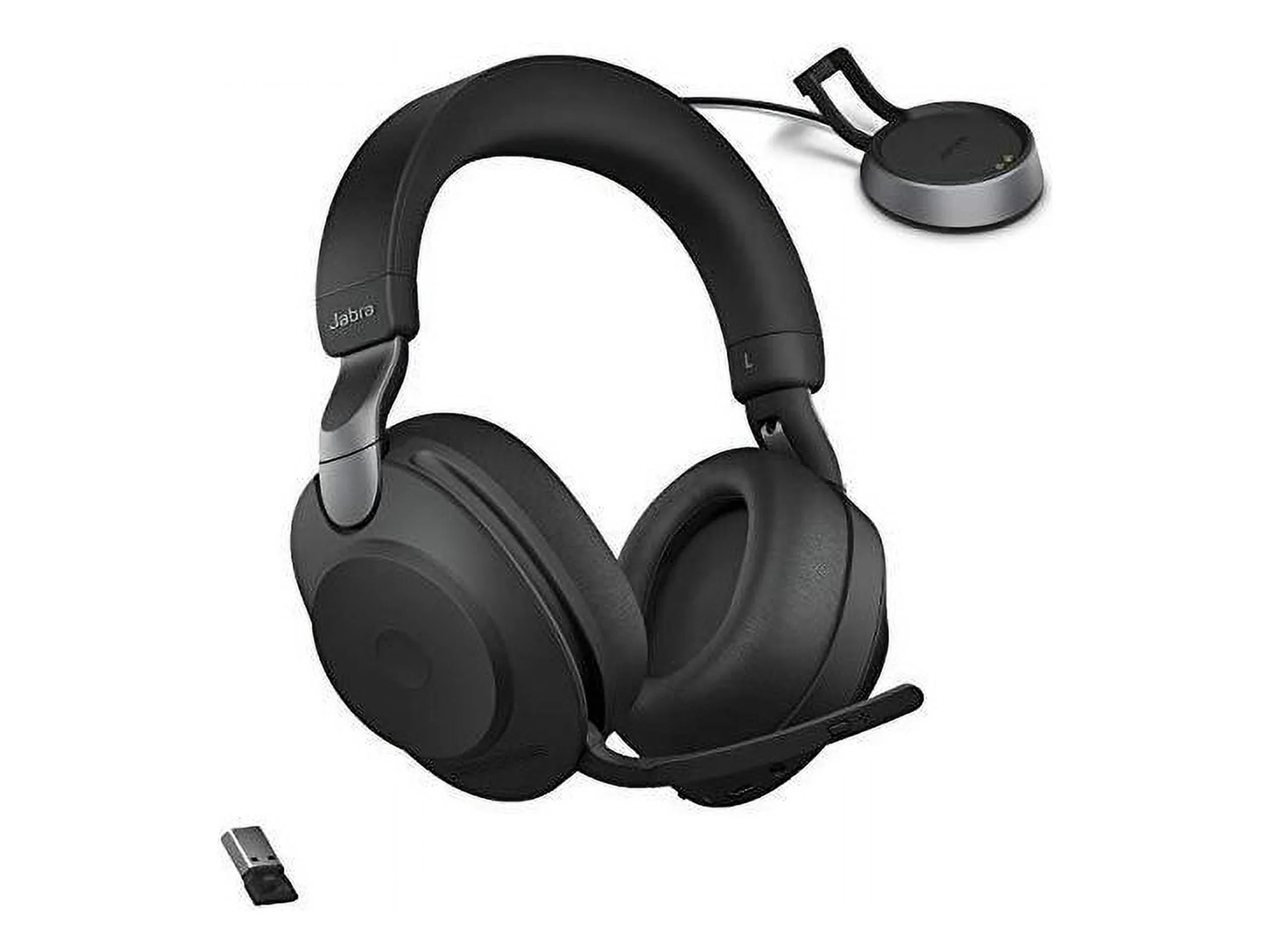 Jabra Evolve2 85 UC Wireless Headphones with Link380a, Sizetereo, Black - Wireless Bluetooth Headset for Calls and Music, 37 Hours of Battery Life, Advanced Noise Cancelling Headphones