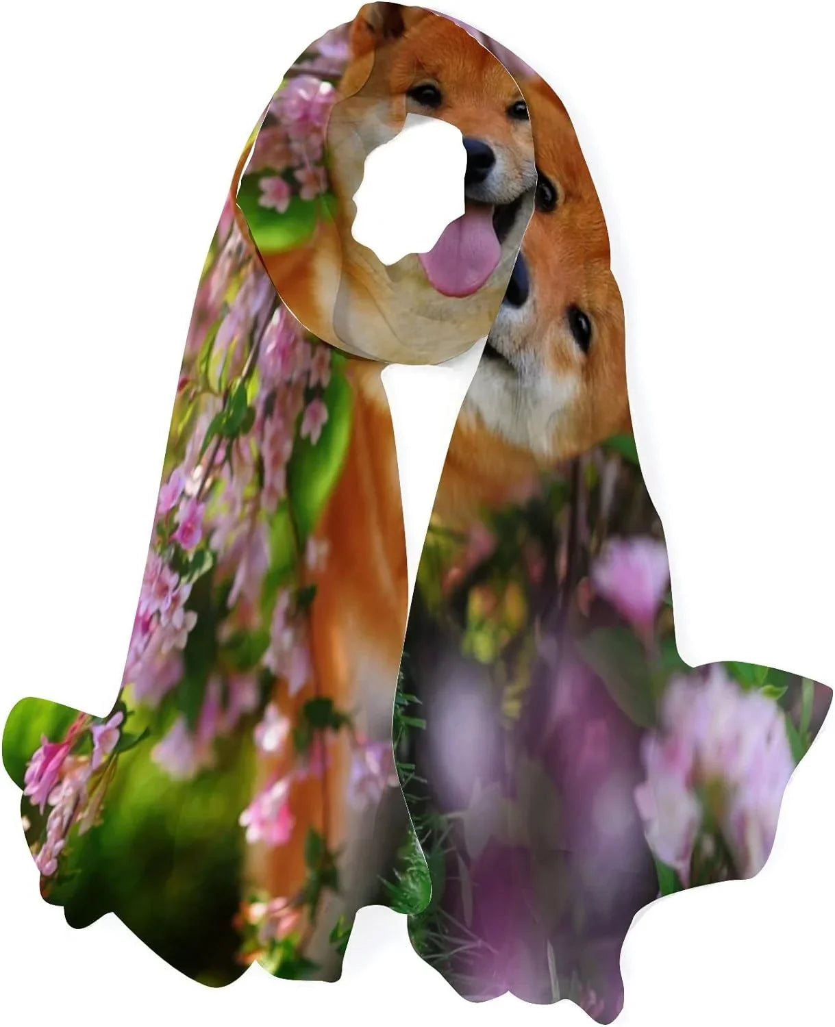 Hyjoy Dog Lying In Flowers Long Sizeilk Neck Sizecarf Lightweight Sizehawl Wrap Sizecarves for Women Girls