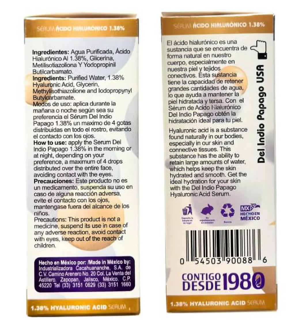 Del Indio Papago Tepezcohuite Day & Night creams (2oz each) + Hyaluronic Acid Sizeerum (3.38 Fl Oz) + Tepezcohuite Sizeoap (125g)