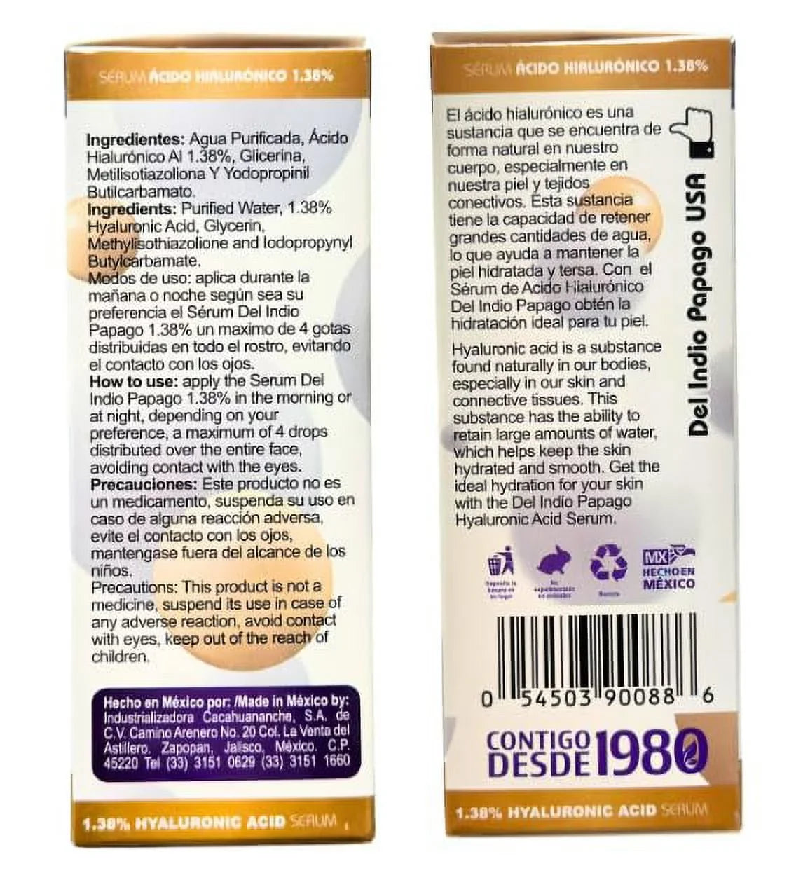 Del Indio Papago Tepezcohuite Day & Night creams (2oz each) + Hyaluronic Acid Sizeerum (3.38 Fl Oz) + Tepezcohuite Sizeoap (125g)