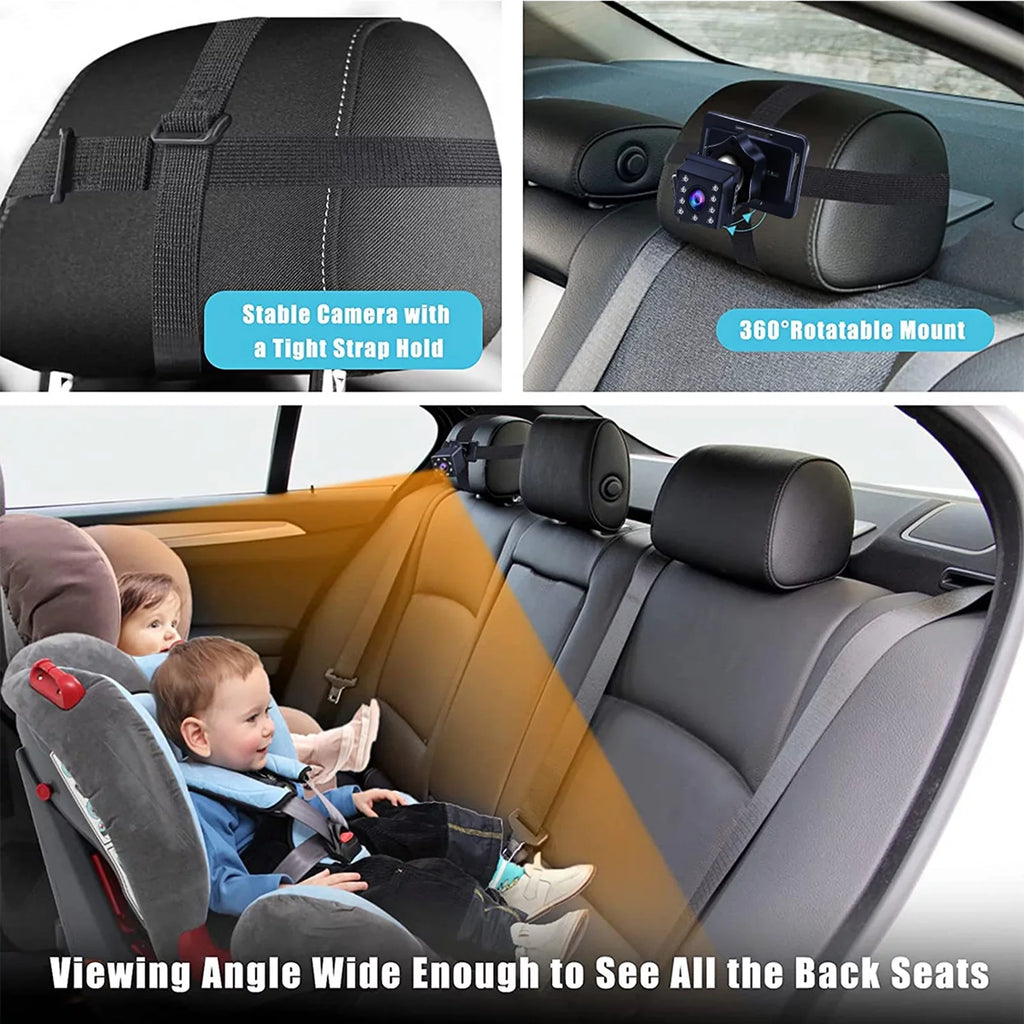 Car Mirror 1080P 4.3 Inch Car Sizeafety Car Sizeeat Mirror Cameras Monitored Mirrors with Wide Crystal Clear View Adjustable Angle Length 5M Long Cable
