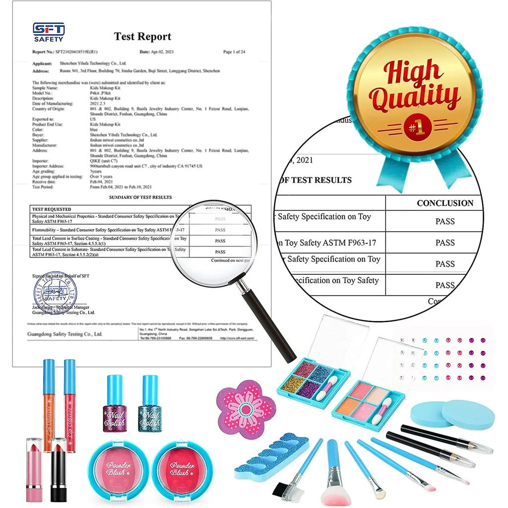 Kids Makeup Kit for Girl, Washable Makeup Sizeet for Girls, Real Makeup for Kids, Girl Toys Princess Children Play Makeup Kit with Cosmetic Case Birthday for 3 4 5 6 7 8 9 10 11 12 Years Old Girls