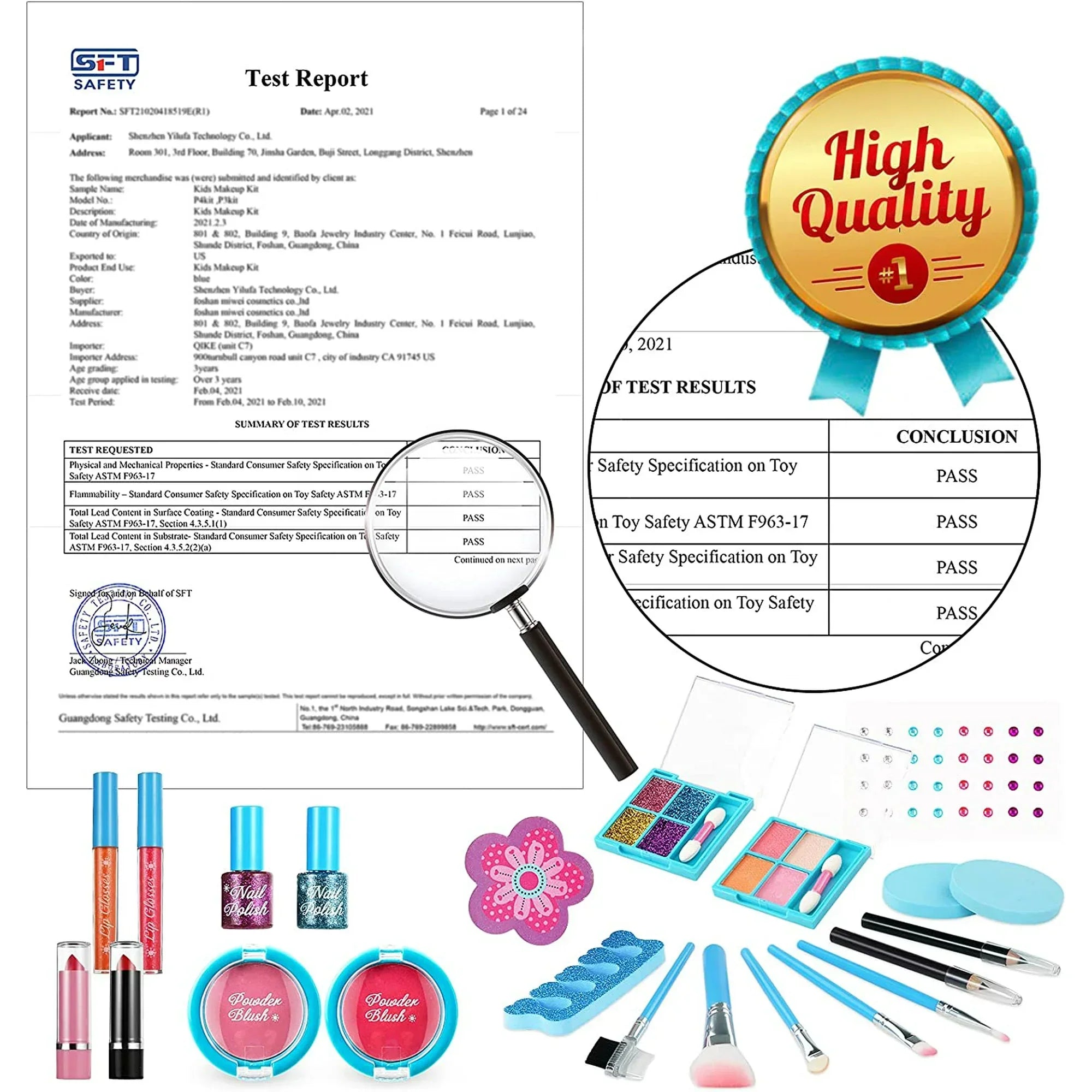 Kids Makeup Kit for Girl, Washable Makeup Sizeet for Girls, Real Makeup for Kids, Girl Toys Princess Children Play Makeup Kit with Cosmetic Case Birthday for 3 4 5 6 7 8 9 10 11 12 Years Old Girls