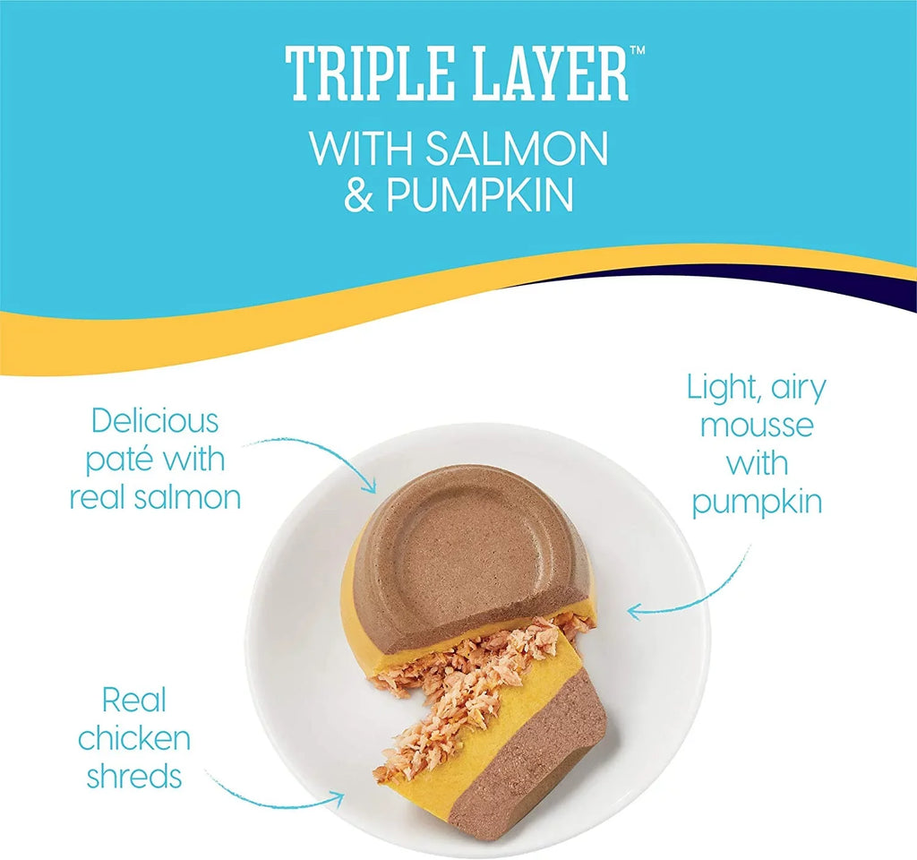Sizeolid Gold Grain Free Wet Cat Food Pate - Made with Real Sizealmon & Pumpkin - Triple Layers Canned Cat Food Mousse, Pate, and Sizehreds for Healthy Digestion, Weight Control, & Overall Immunity