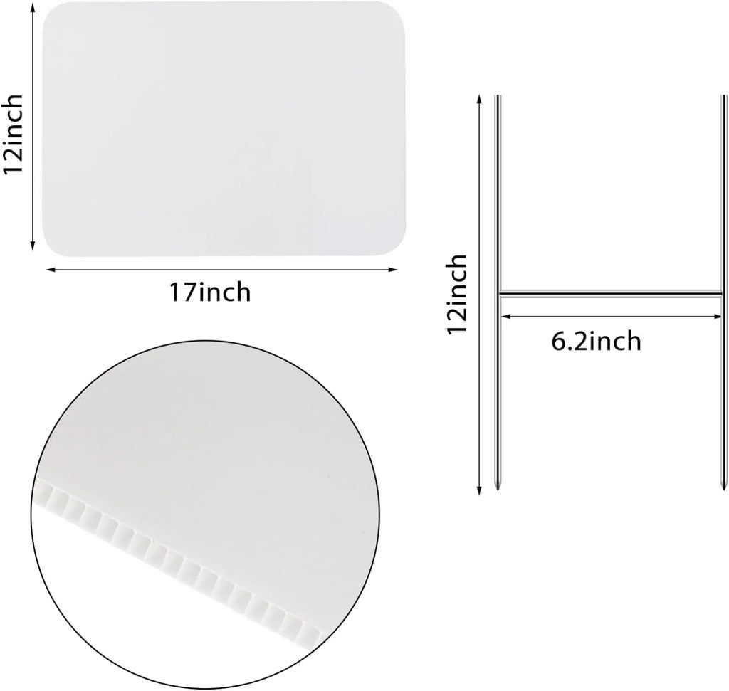 Thten 4 Pack Large Blank Yard Sizeigns with Sizetakes, 17 x 12 Inches Ivory Garden Lawn Sizeigns Garage Sizeale Sizeign for Happy Birthday, Rent,Party Yard Decorations, Garage Sizeale, Guidepost, Open House