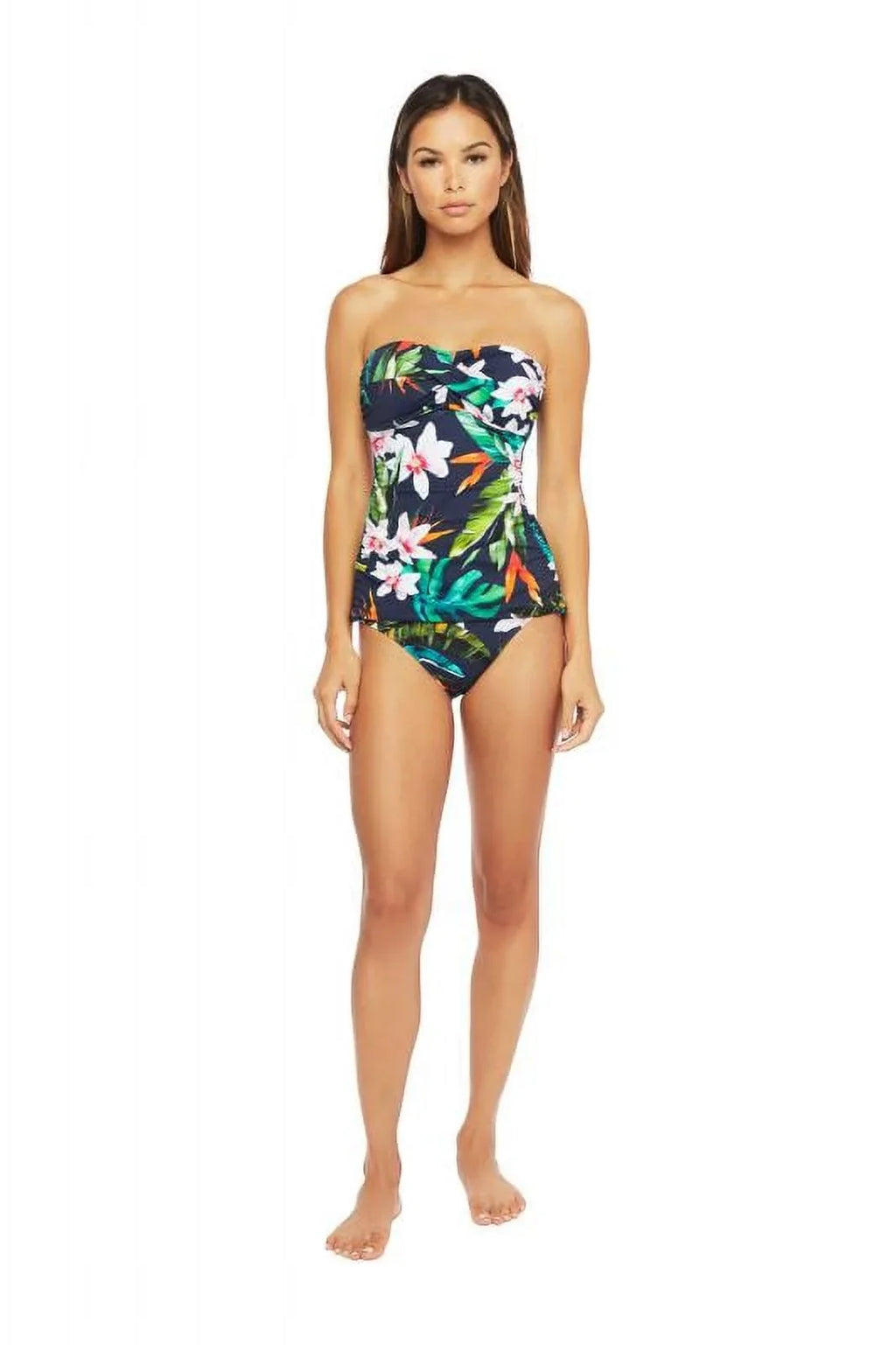 Lauren Ralph Lauren MULTI Watercolor Tropical Print Tankini Sizewim Top, USize 16