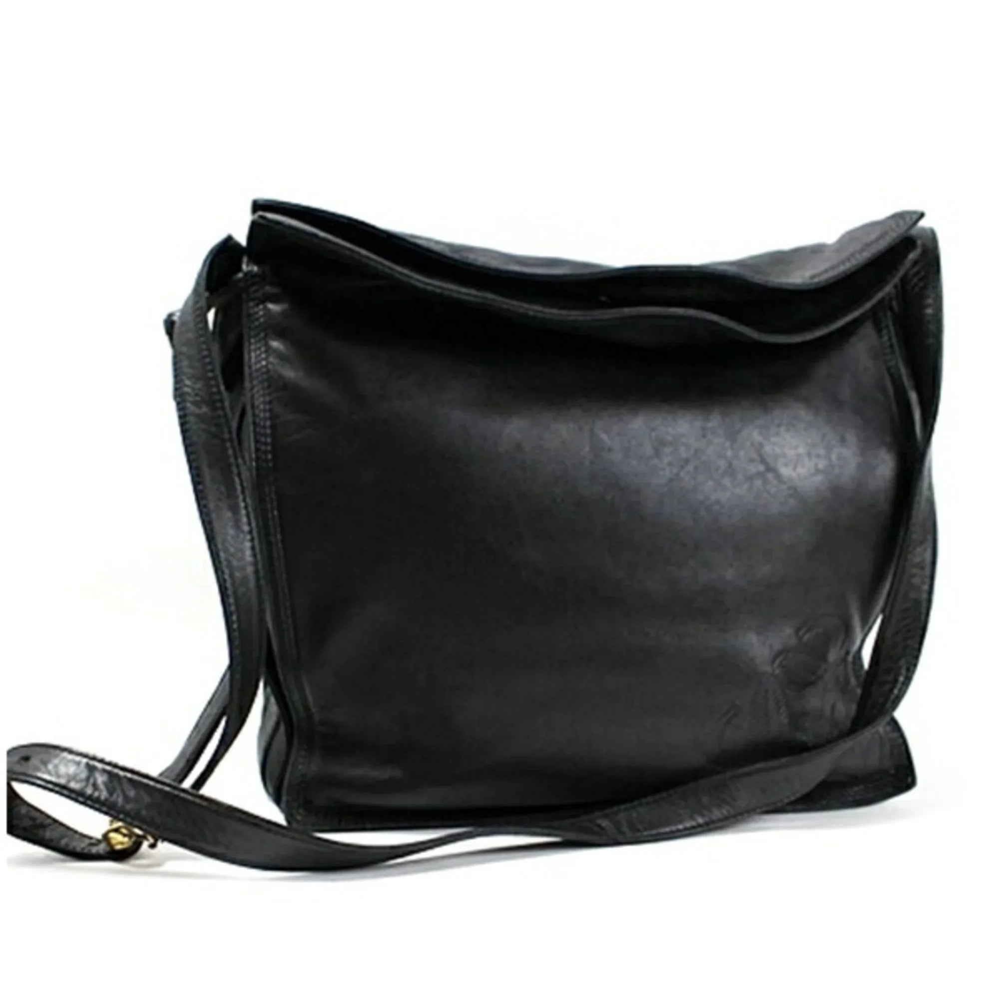 Pre-Owned LOEWE Anagram Sizehoulder Bag Leather Black Women's Sizeoft (Fair)