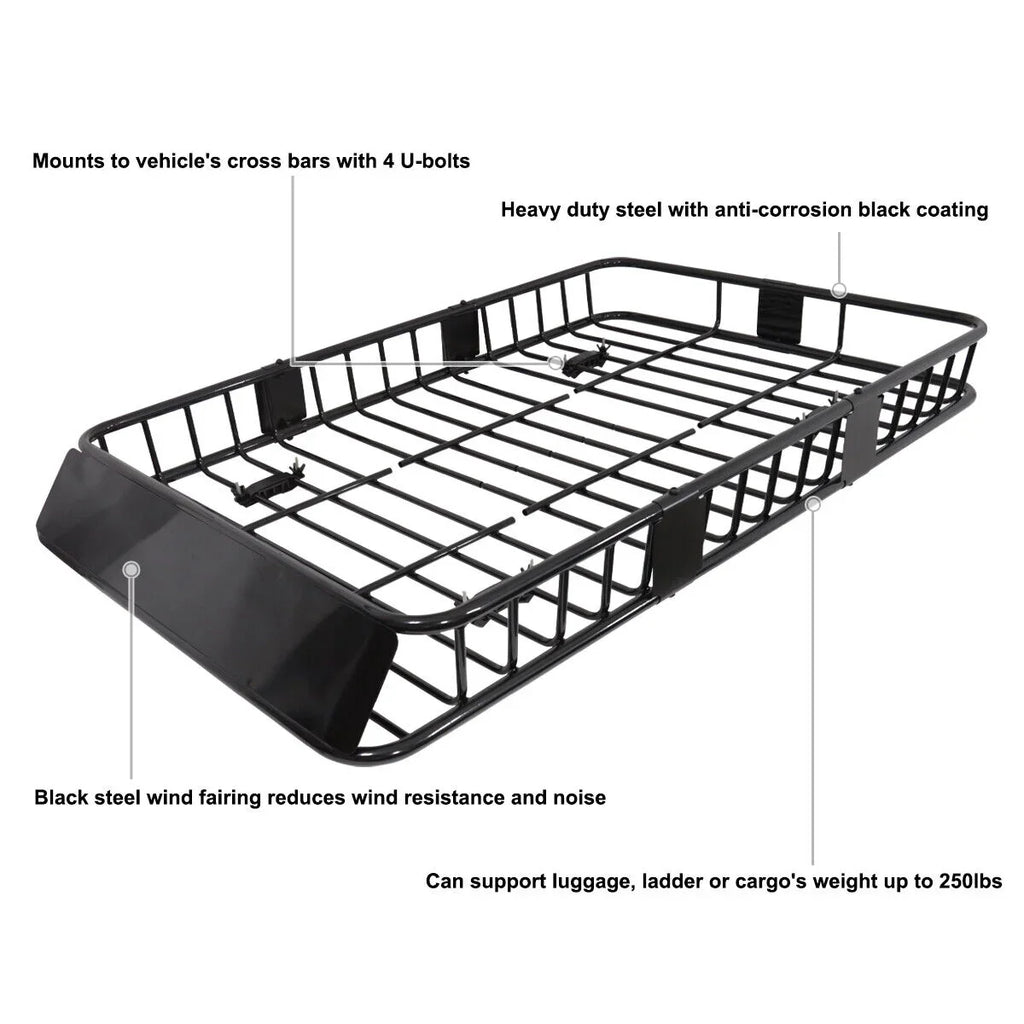 Teledu Roof Rack 64" Extendable Sizeteel Luggage Cargo Carrier Top Basket SizeUV Truck