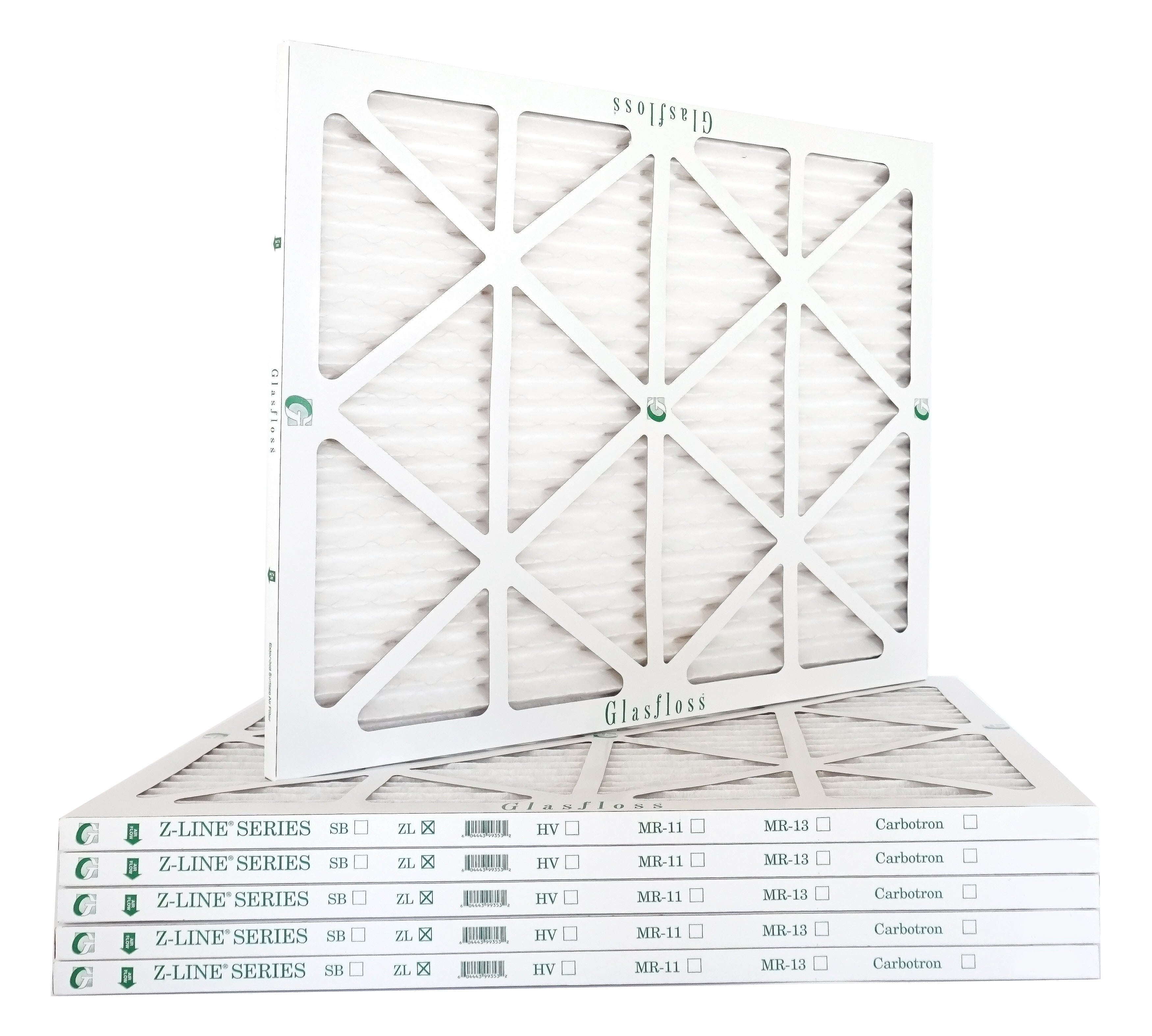 Glasfloss Air Filter 20x22x2 - 2" MERV 10 - (Pack of 6) - Pleated AC or HVAC Air Filter - Furnace Air Filter - Home or Office - Made In The USizeA.