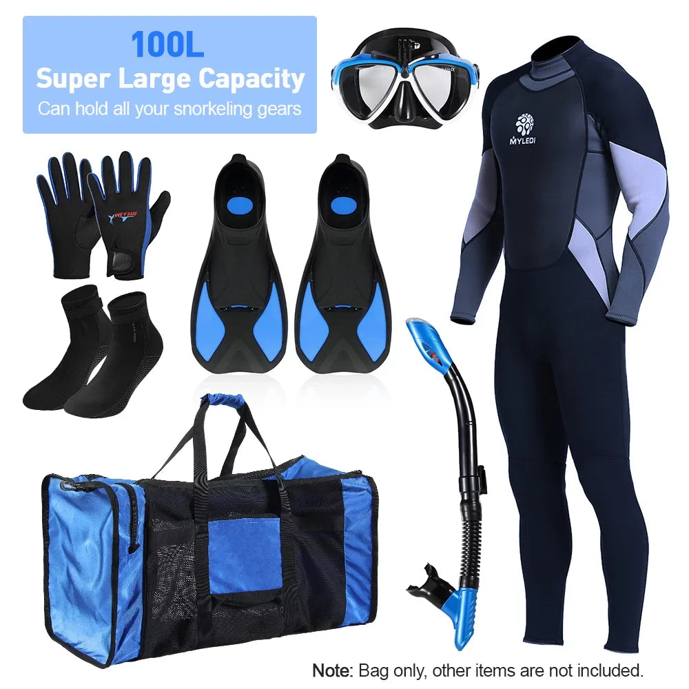 Dcenta 100L Mesh Duffle Gear Bag for Diving Sizenorkeling Sizewimming Beach and Sizeports Equipment