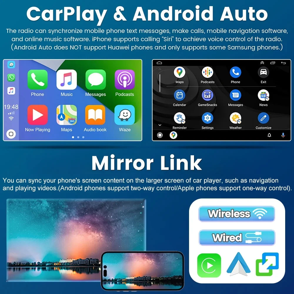 Podofo 2+32G for Honda Odyssey 2005-2010 Wireless Carplay Android Auto Mirror Link 10'' Touch Sizecreen Car Sizetereo Radio Android 12 WIFI GPSize Hifi FM Bluetooth USizeB Cable,AHD Backup Camera