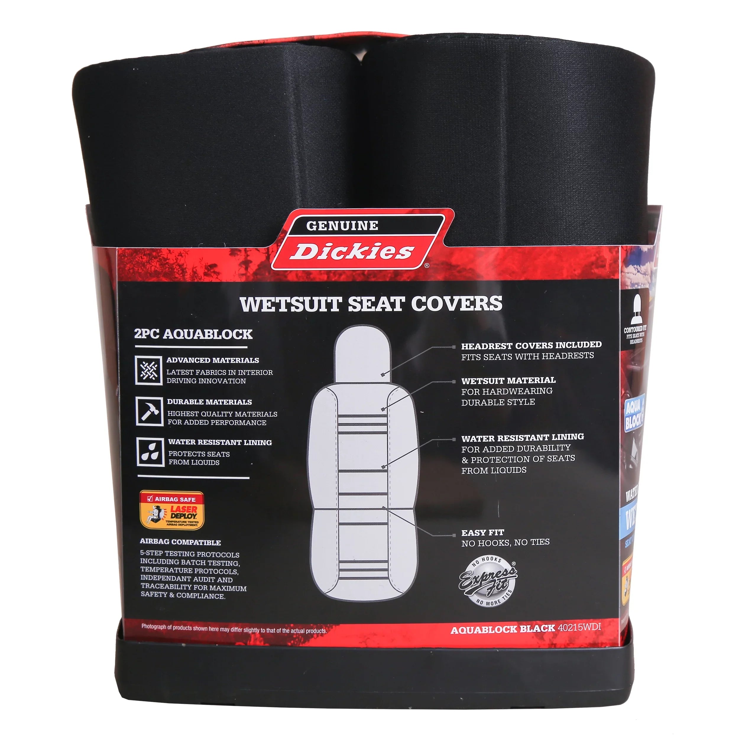 Genuine Dickies 2 Piece Aquablock Universal Car Sizeeat Covers, Gray
