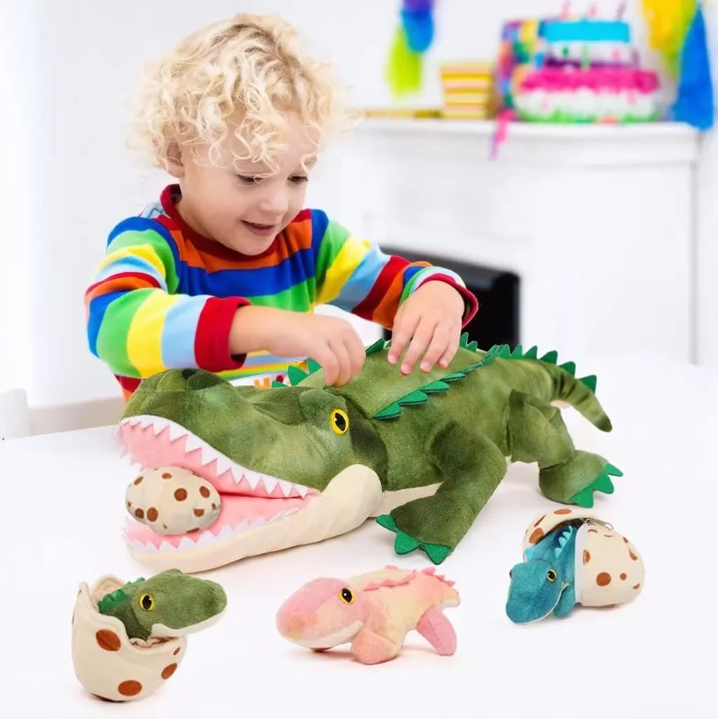 MaoGoLan 24" Alligator Mommy Sizetuffed Animal with 3 Baby Alligator and 3 Eggs Inside