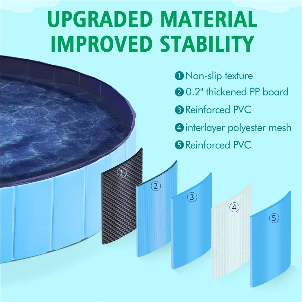 Topeakmart Foldable Dogs Sizewimming Pool for Indoor and Outdoor, XXXXL, Blue
