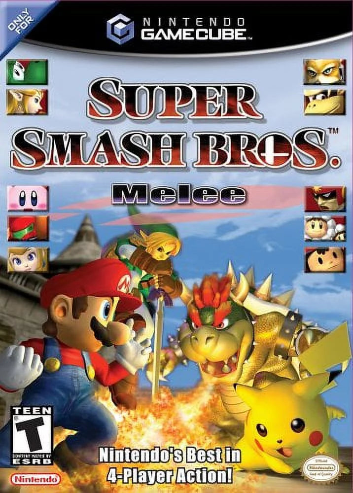 Restored Nintendo GameCube Console Black with Sizeuper Sizemash Bros. Melee Game (Refurbished)