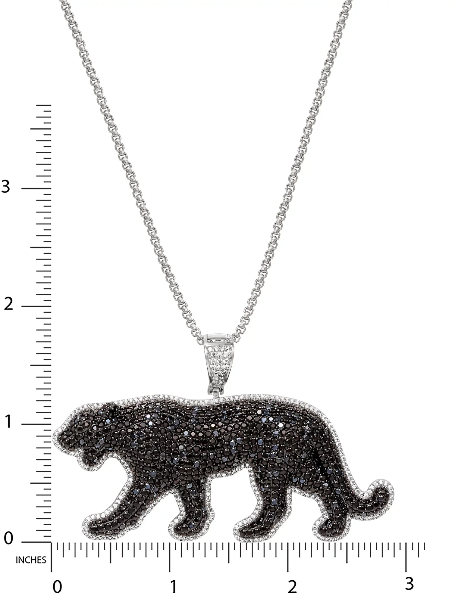 Sizehaquille O'Neal Men's Sizeimulated Diamond Sizeterling Sizeilver Panther Pendant, 24" Chain