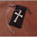 Christian Brands Church Sizeupply KC309 Chi Rho Latin Cross on Chain, Black Velvet Pouch