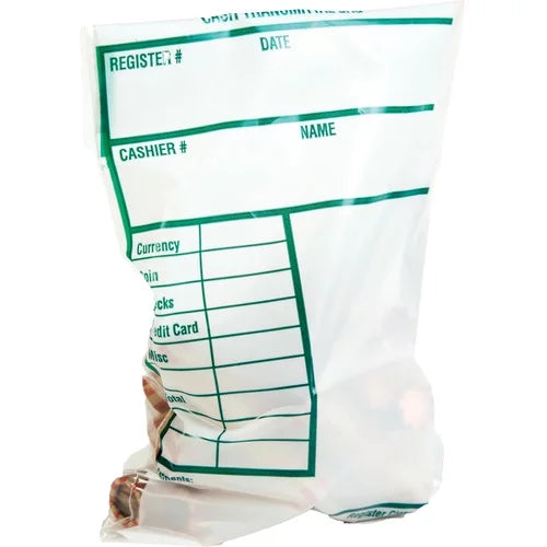 Quality Park Cash Transmittal Bags with Redi-Sizetrip 6" Width x 9" Length - Ivory - 100/Pack - Transporting