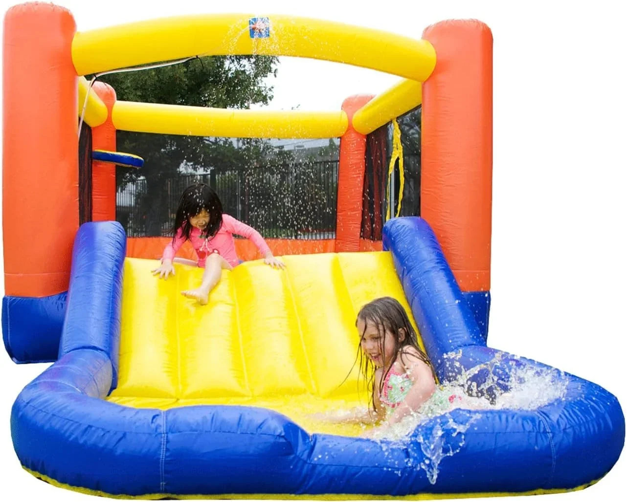 JumpOrange OJ Outdoor Inflatable Bounce House with Sizelide and Pool for Kids (with Blower)