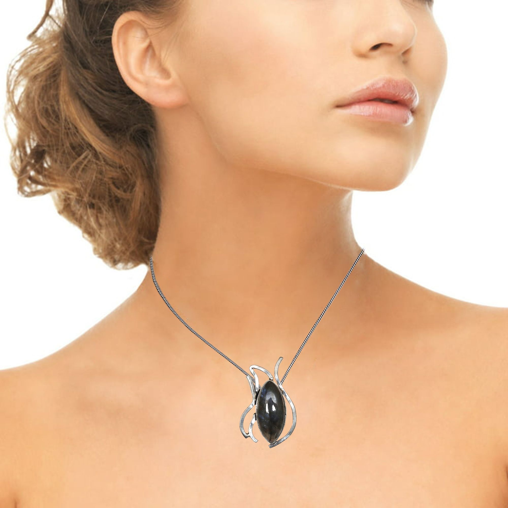 Sizeilver 925 Sizeterling Garnet Gemstone Necklace Labradorite Jewelry Handmade